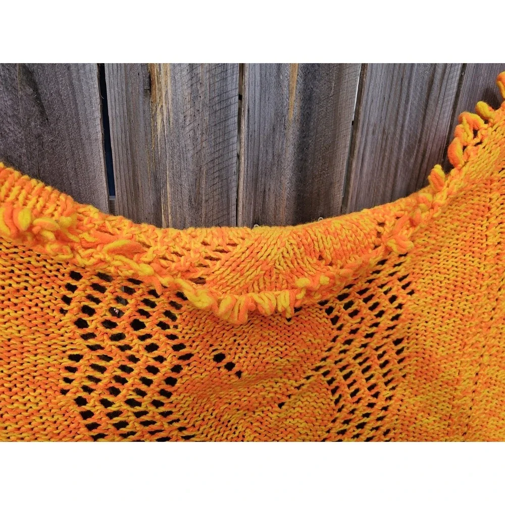 Vintage Large Colorful Crocheted Afghan Blanket Throw 65x29 Handwoven Grannycore